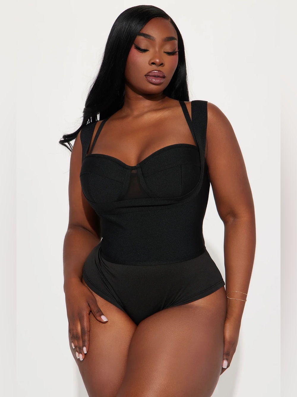 Fashion Nova Black Structured Bustier Bodysuit